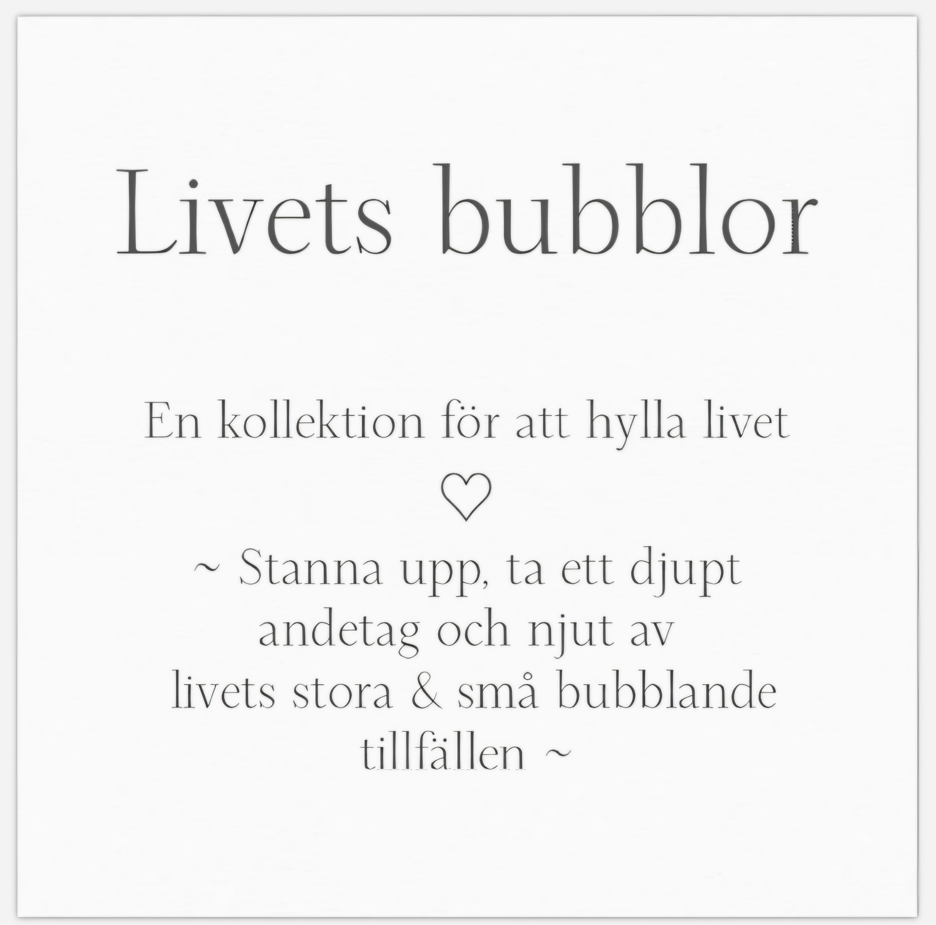 Kortet Livets bubblor som följer med smycket